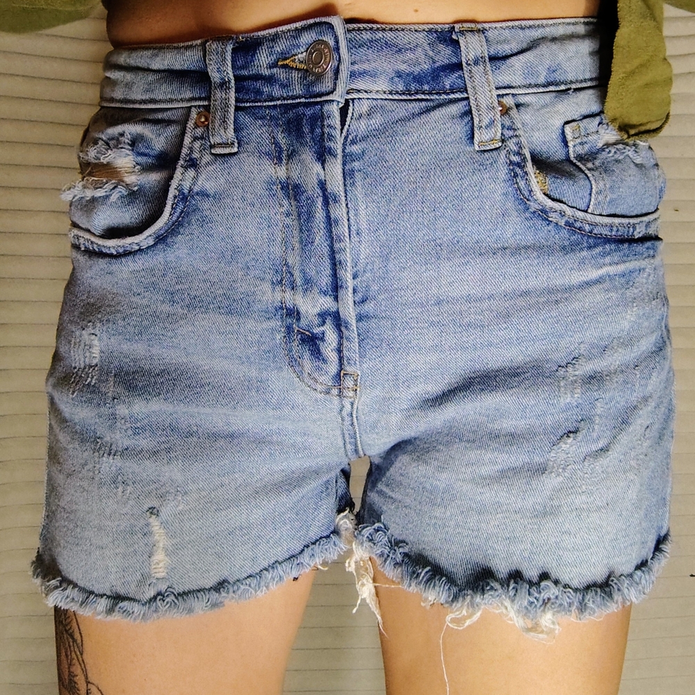 Wild Fable Light Blue Frayed Hem Jean Shorts